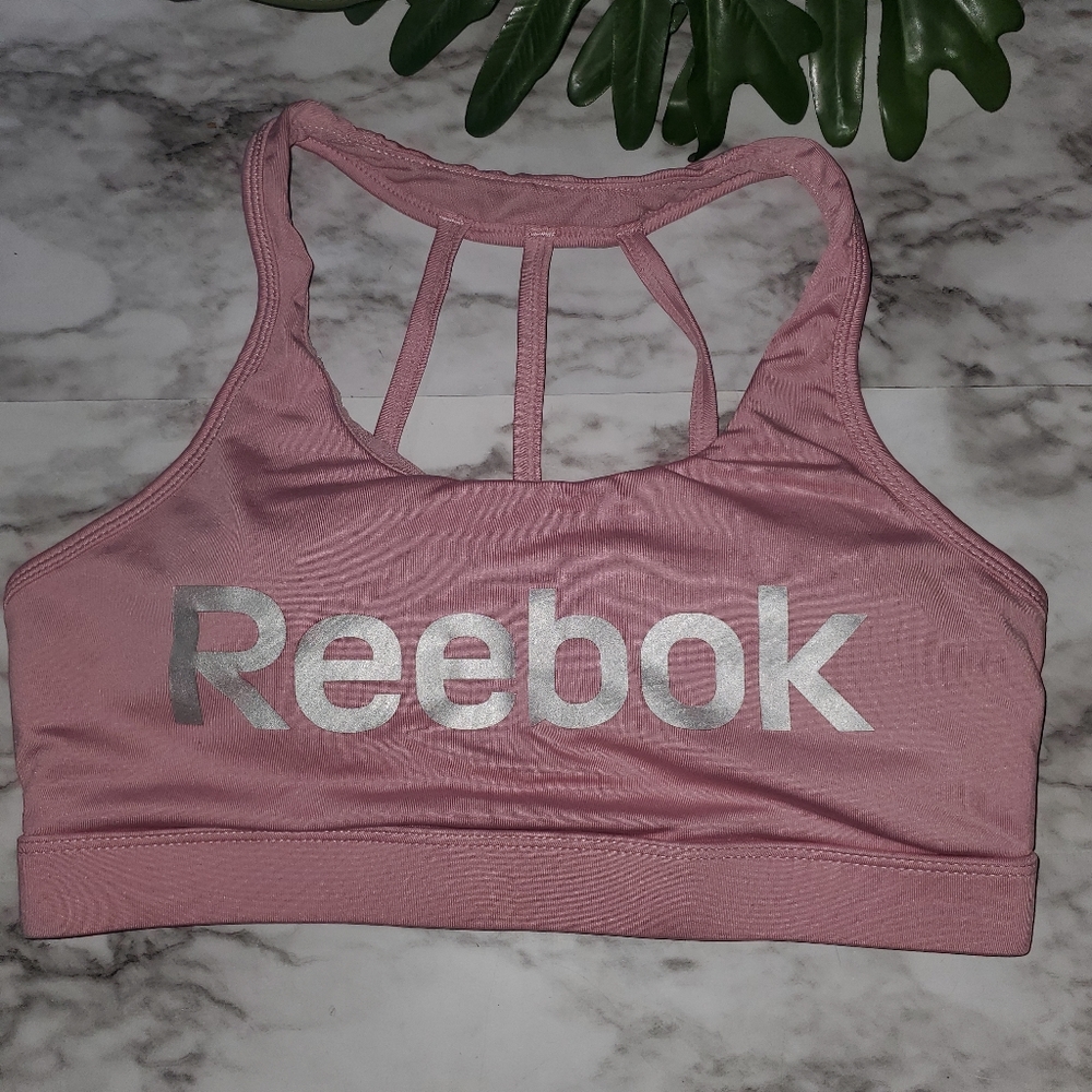 Pink reebok sports bra